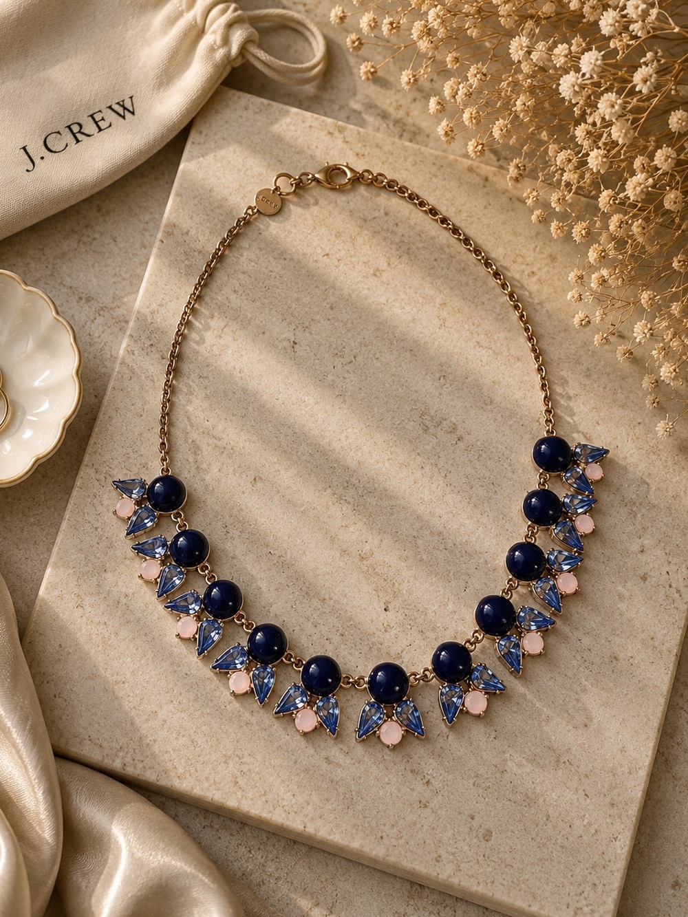 J. Crew Blue Crystal Geometric Statement Necklace
